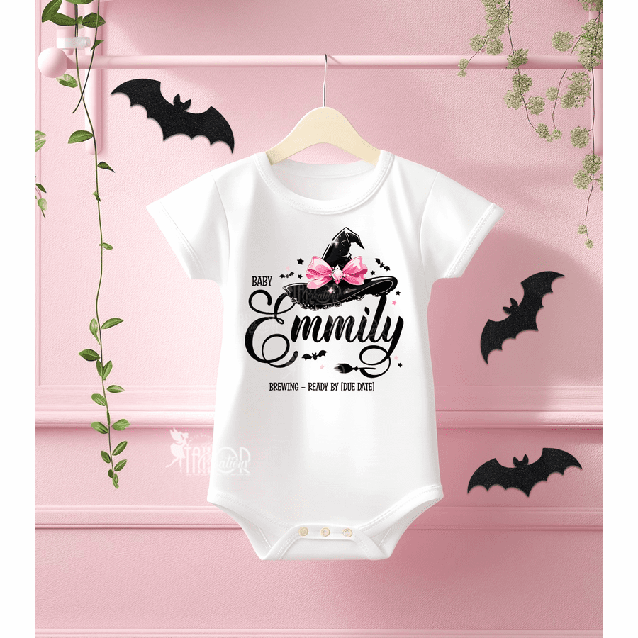 Halloween Baby Announcement Bodysuit - Witch Pregnancy Announcement Outfit Gift Set