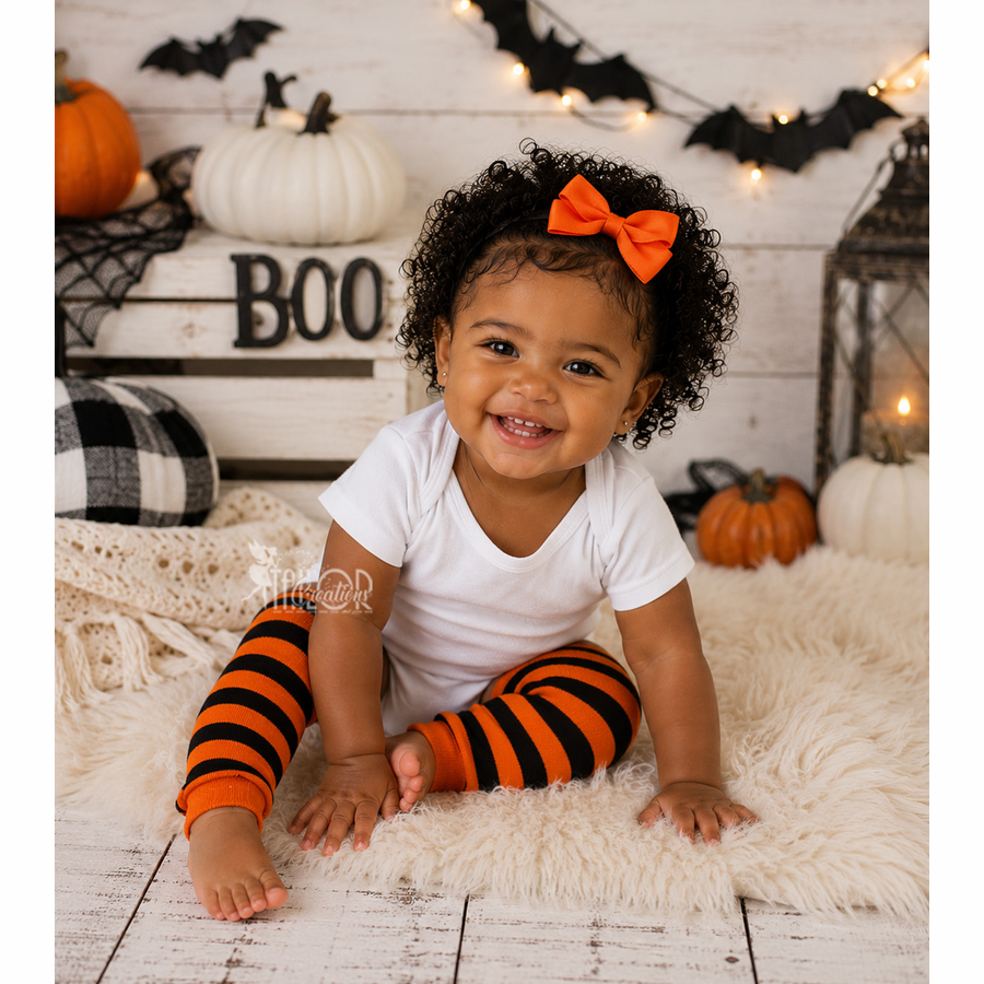 Halloween Black and Orange Striped Leg warmers - Neon Orange and Black Leg Warmers for Baby and Toddler Girls