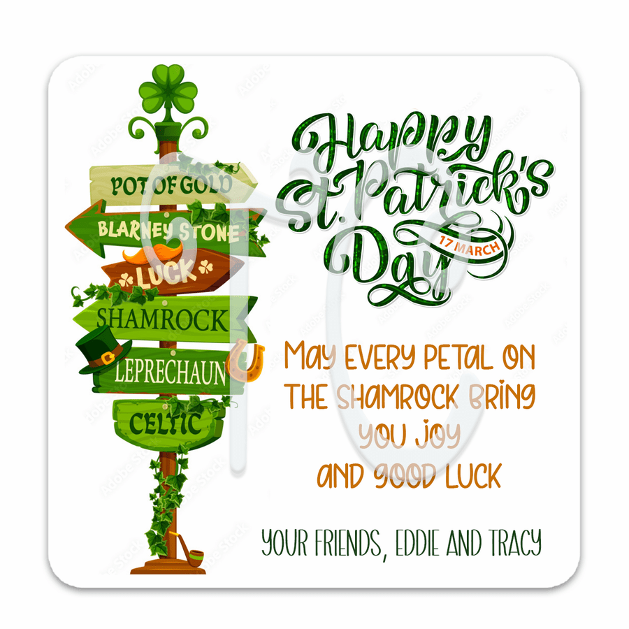 Happy St Patricks Day Irish Theme Custom Gift Tag Labels Favors Stickers Party Supplies Square Jars Candy Paddys Goody Bag