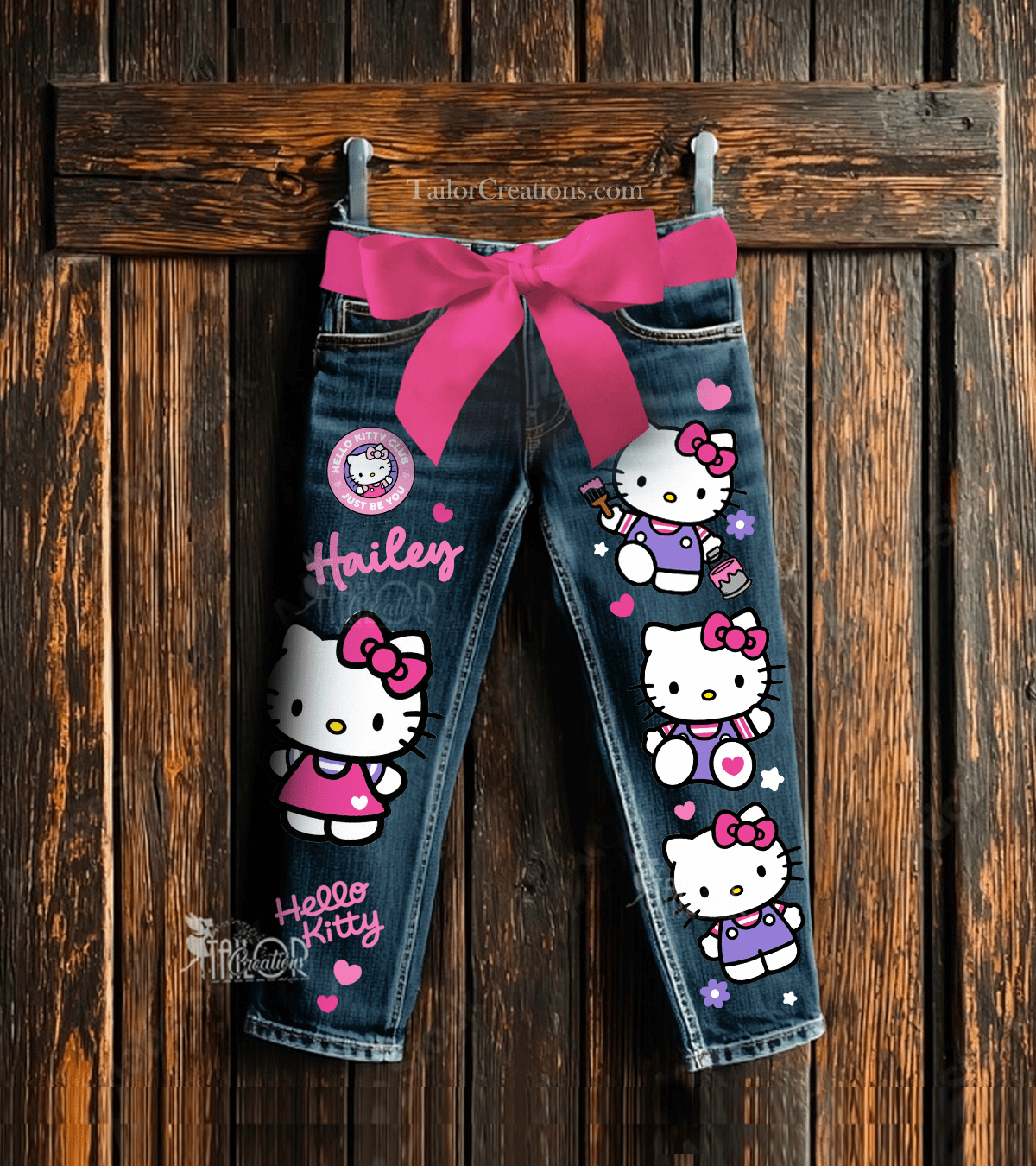Hello Kitty Denim Jacket - Sanrio Theme Custom Denim Jacket for Girls