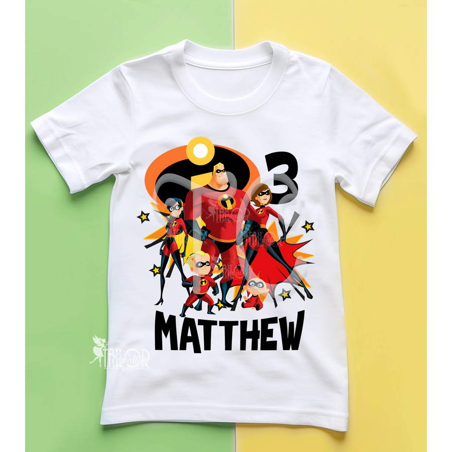 Incredibles Custom Birthday Party Tee Shirt - Incredibles Birthday Party Outfit Ideas