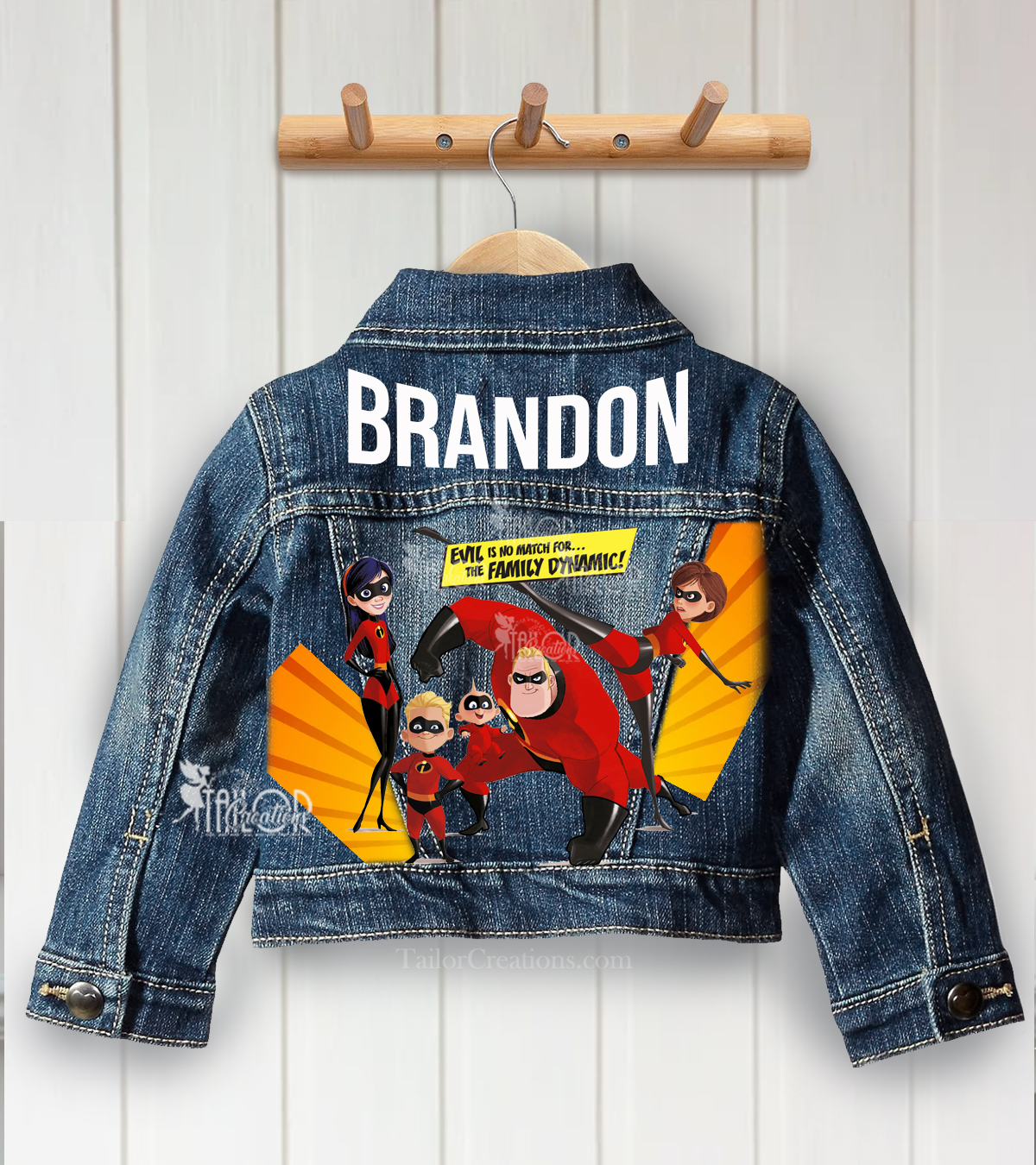 Incredibles Custom Name Denim Jacket - Disney Superhero Incredibles Name Jean Jacket