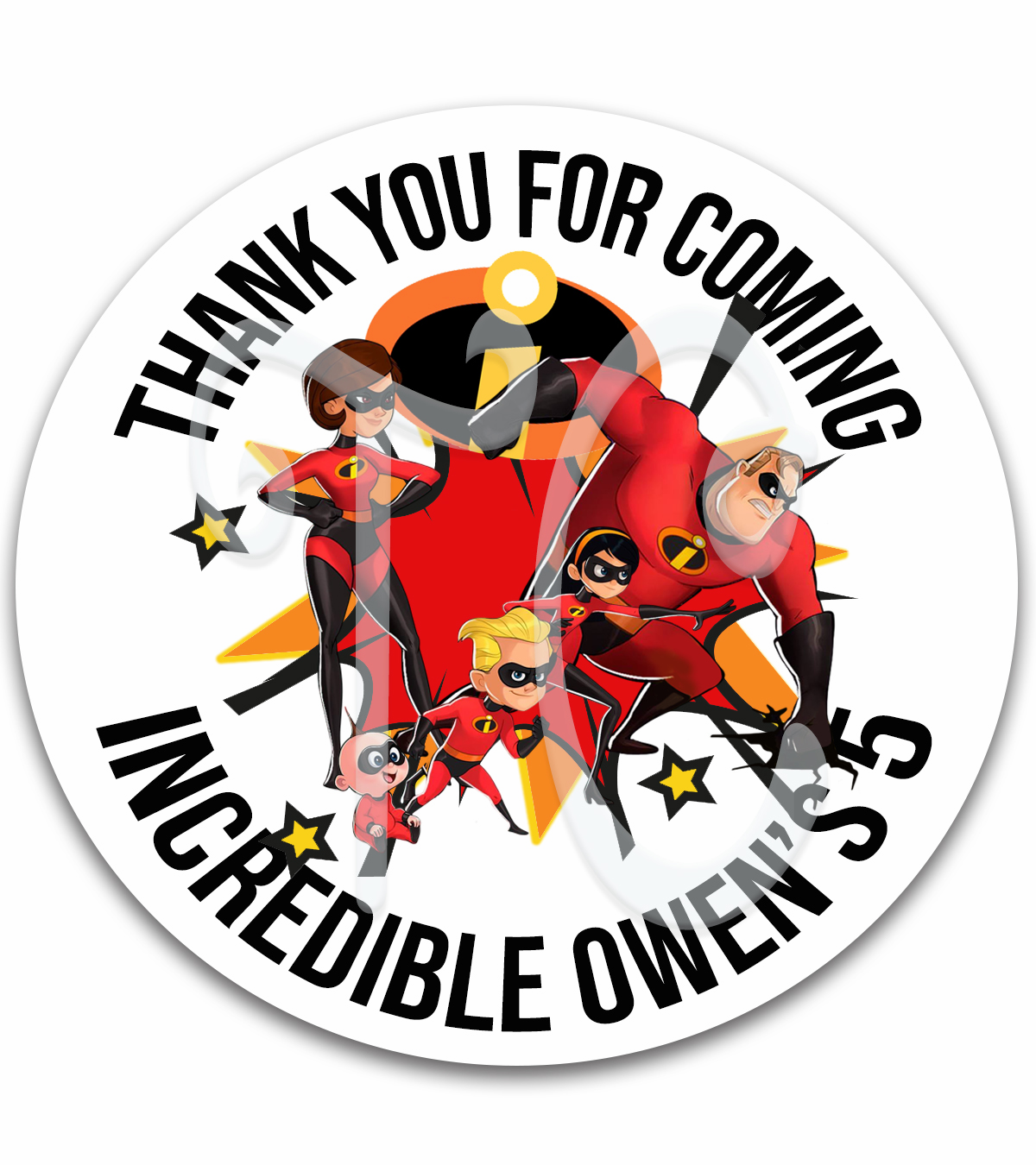 Incredibles Personalized Birthday Party  Favor Stickers Party - Incredibles Party Supplies Ideas