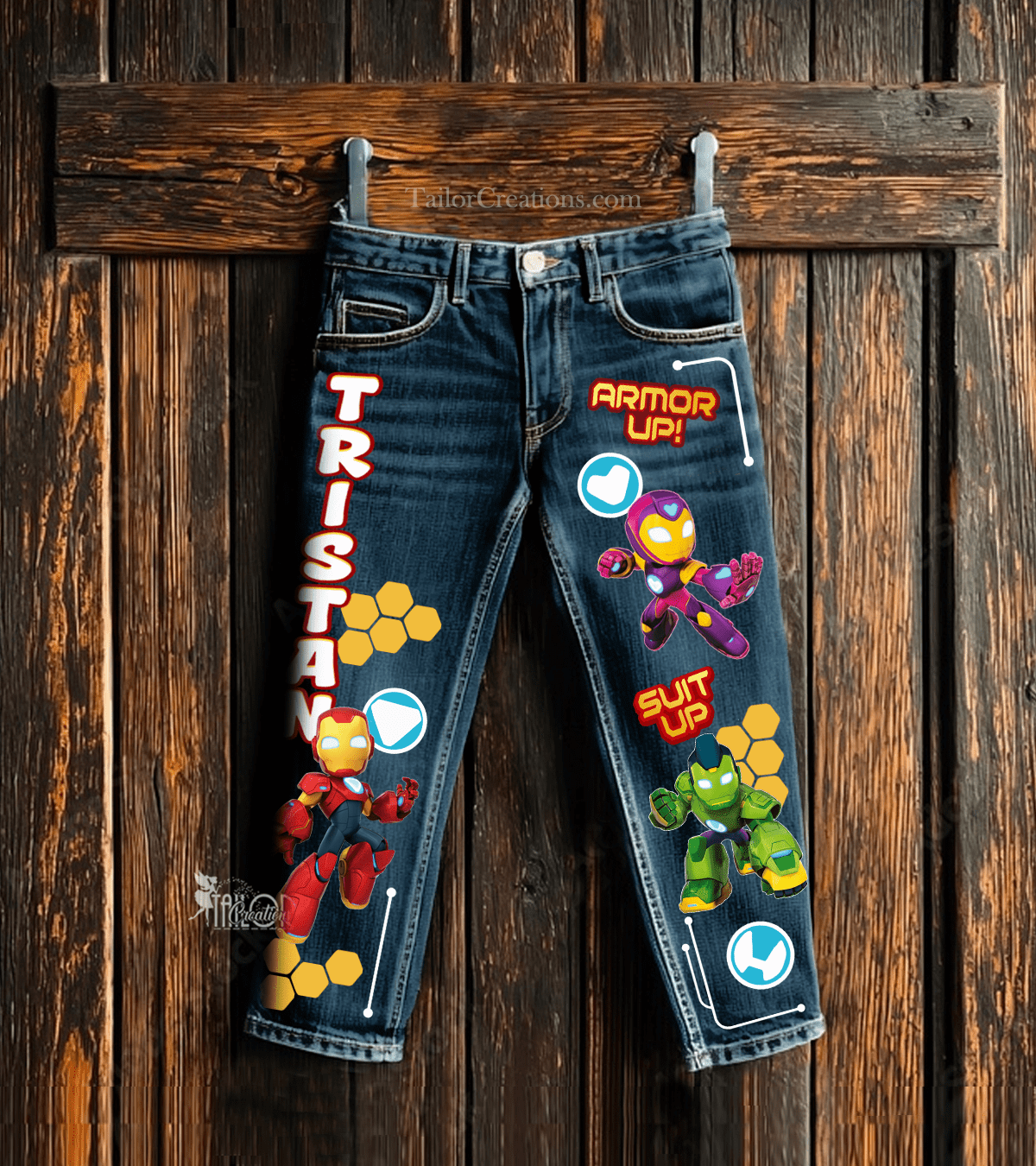Iron man and His Awesome Friends Custom Pants Jeans - Superhero Birthday Party Outfit