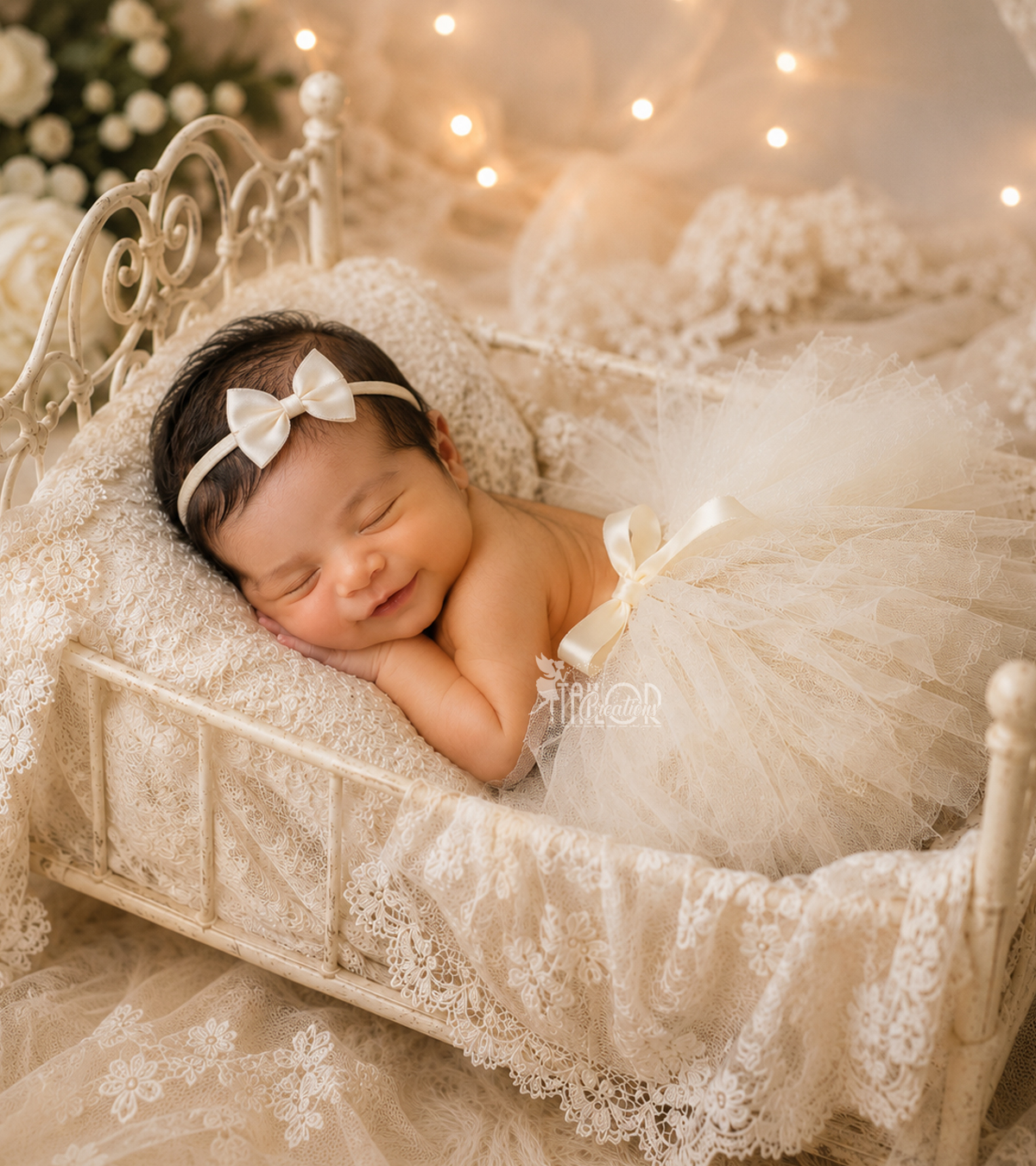 Ivory Baby Girl Newborn Tutu and Headband Set - Antique White Baby Tutu Dress