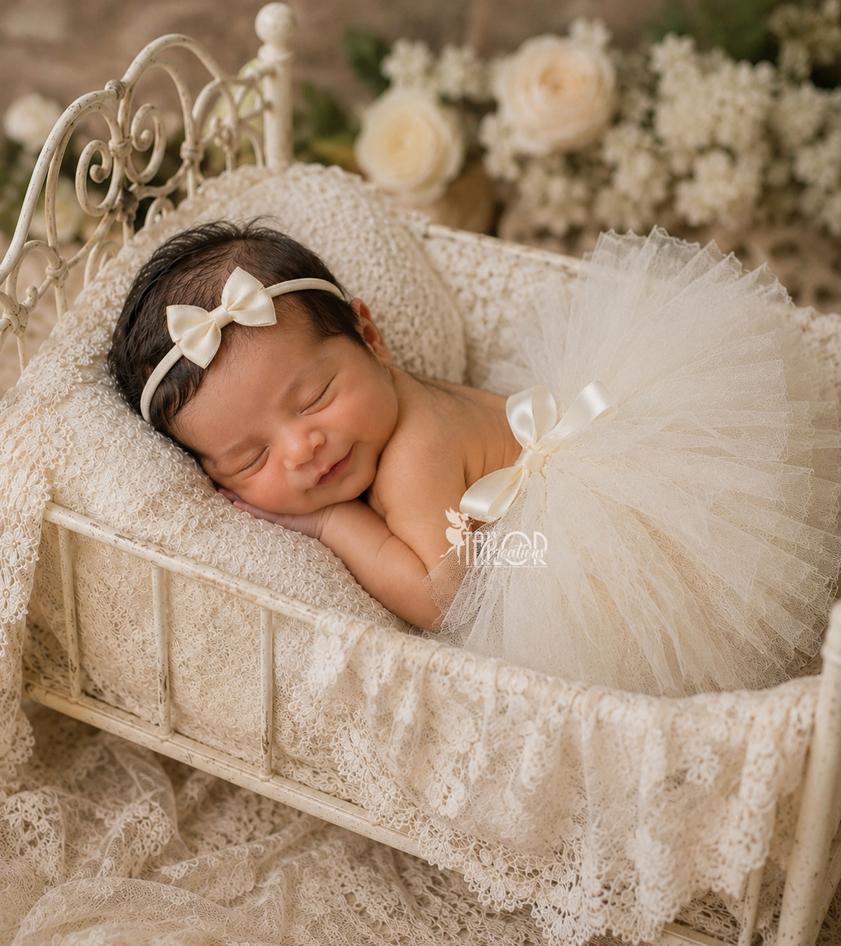 Ivory Baby Girl Newborn Tutu and Headband Set - Antique White Baby Tutu Dress