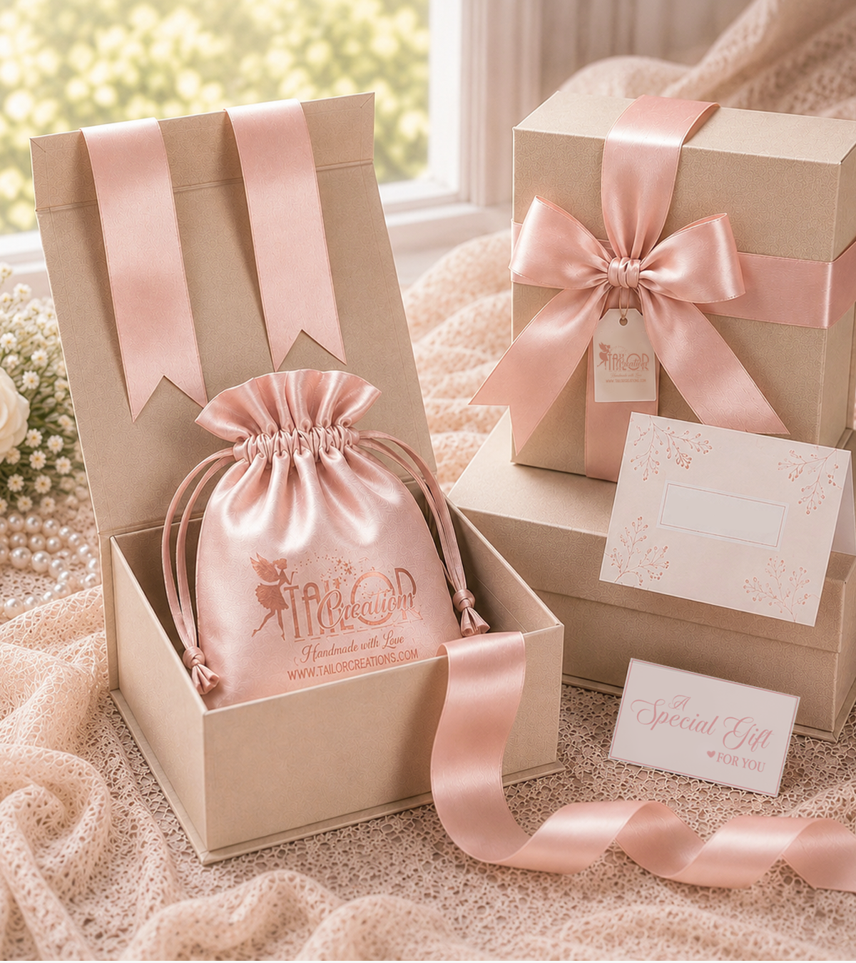 Luxury Gift Wrapping with Personalized Ribbon - Personalized Name Ribbon Gift Box