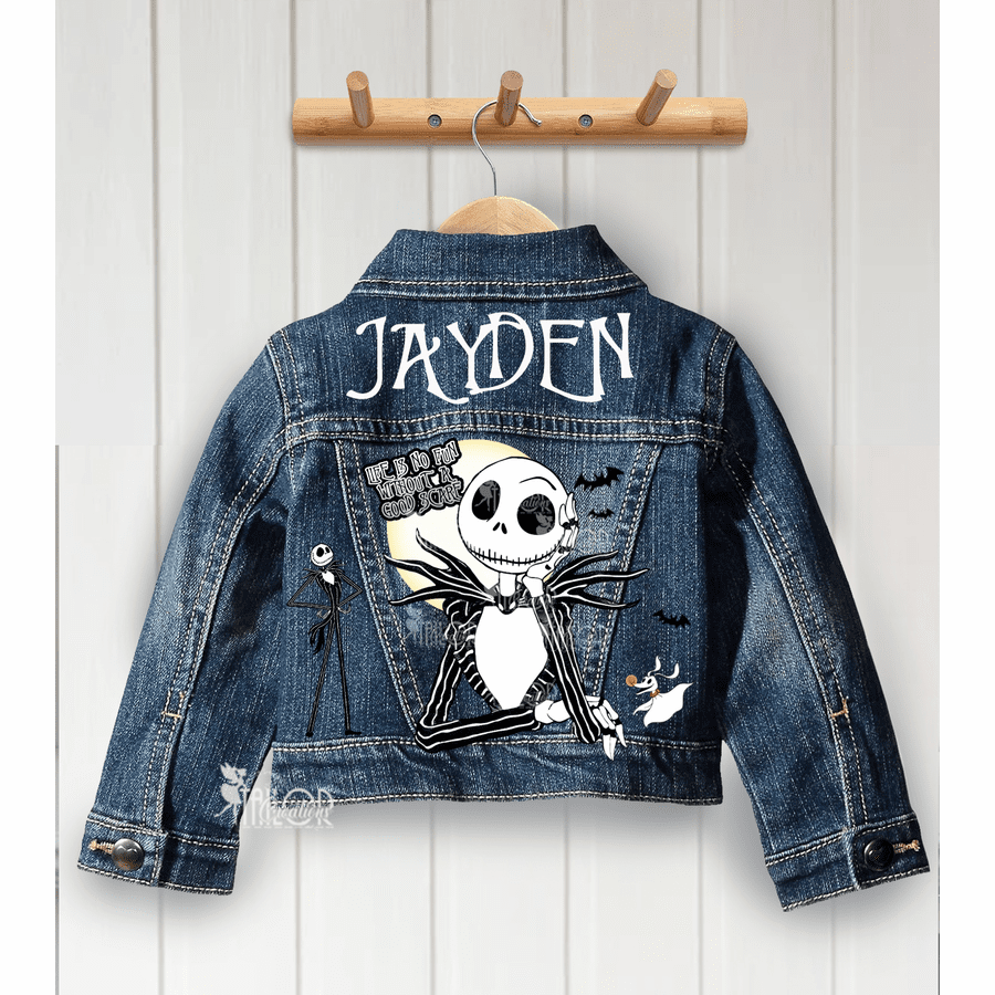 Jack Skellington Personalized Denim Jacket for Kids - Disney Nightmare Before Christmas Jacket