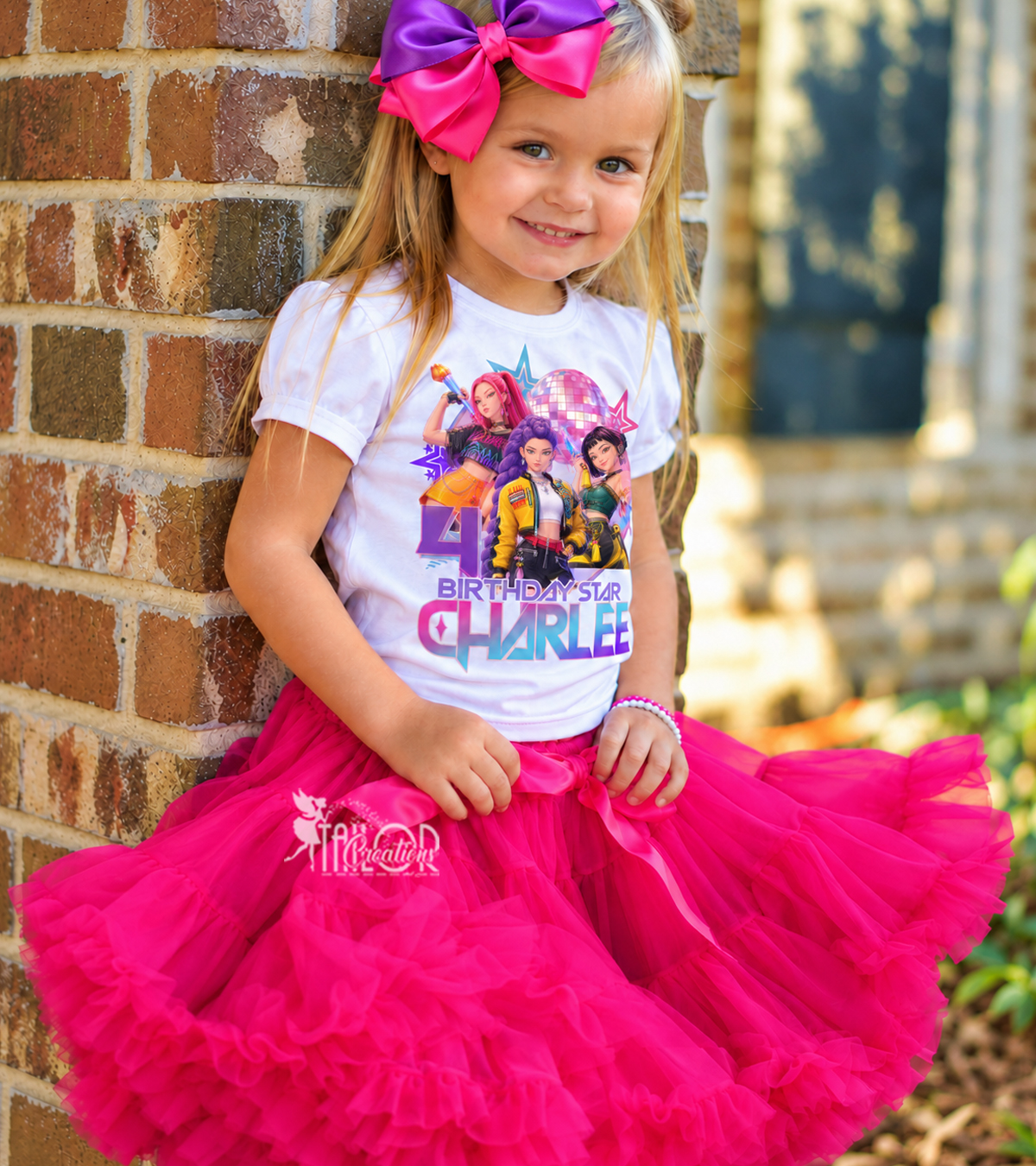 K Pop Demon Hunters Birthday Girl Outfit - Hentrix Hot Pink Pettiskirt Birthday Outfit