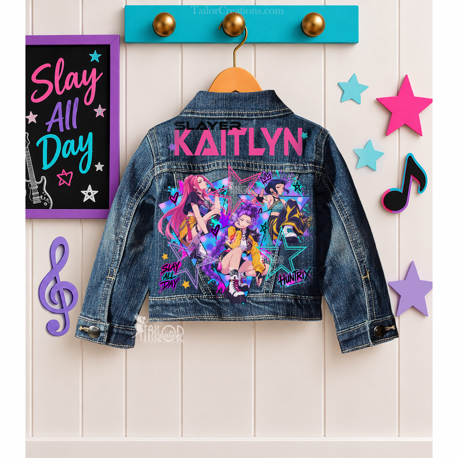 K Pop Demon Hunters Denim Jacket - Huntrix K Pop Demon Hunters Birthday Outfit Ideas Gift