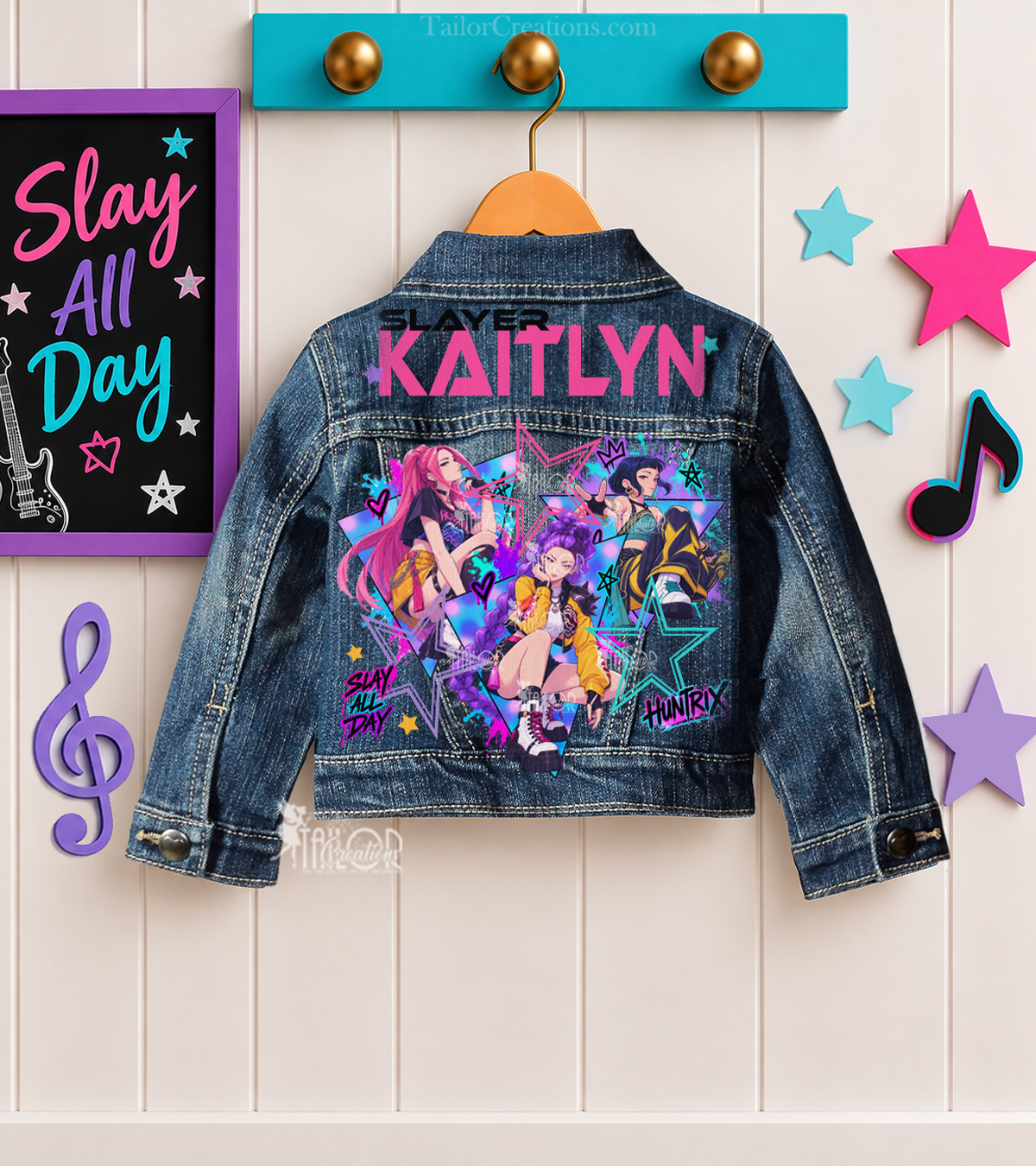 K Pop Demon Hunters Denim Jacket - Huntrix K Pop Demon Hunters Birthday Outfit Ideas Gift