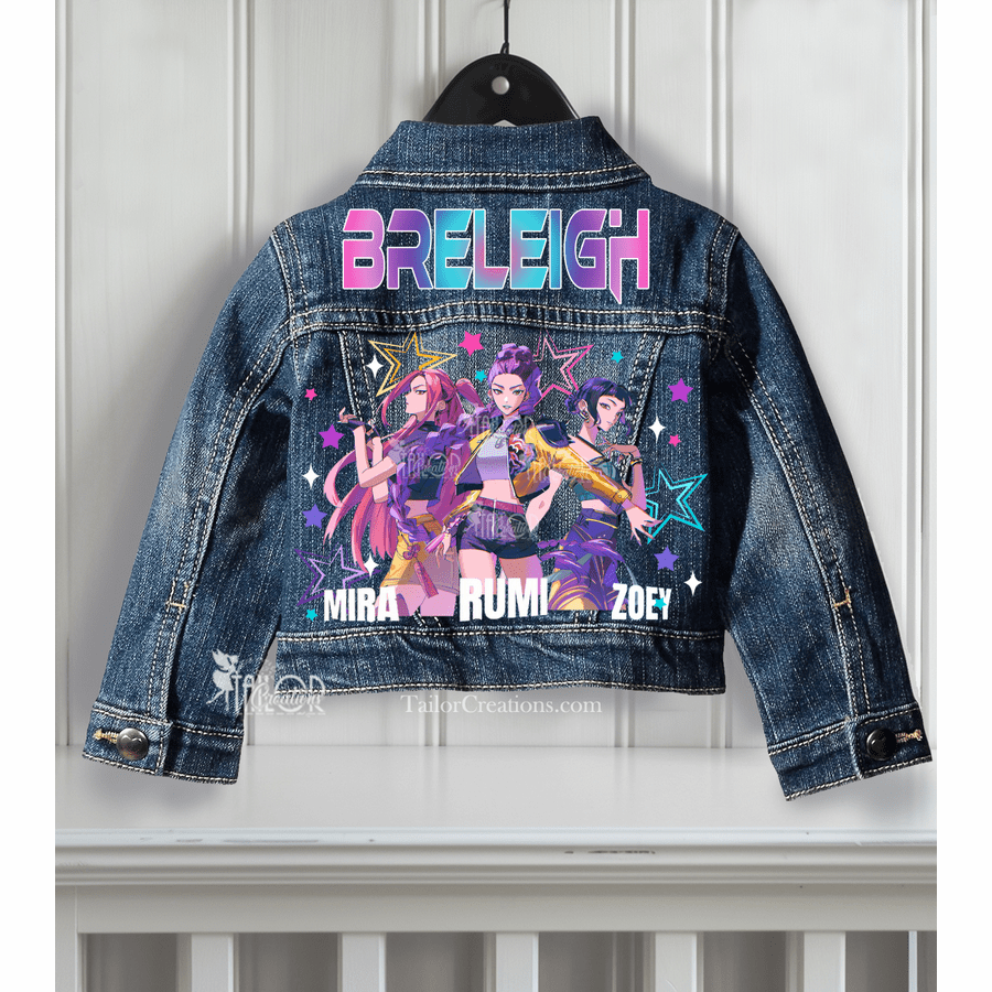 K Pop Demon Hunters Denim Jacket - Huntrix K Pop Demon Hunters Fan Gift
