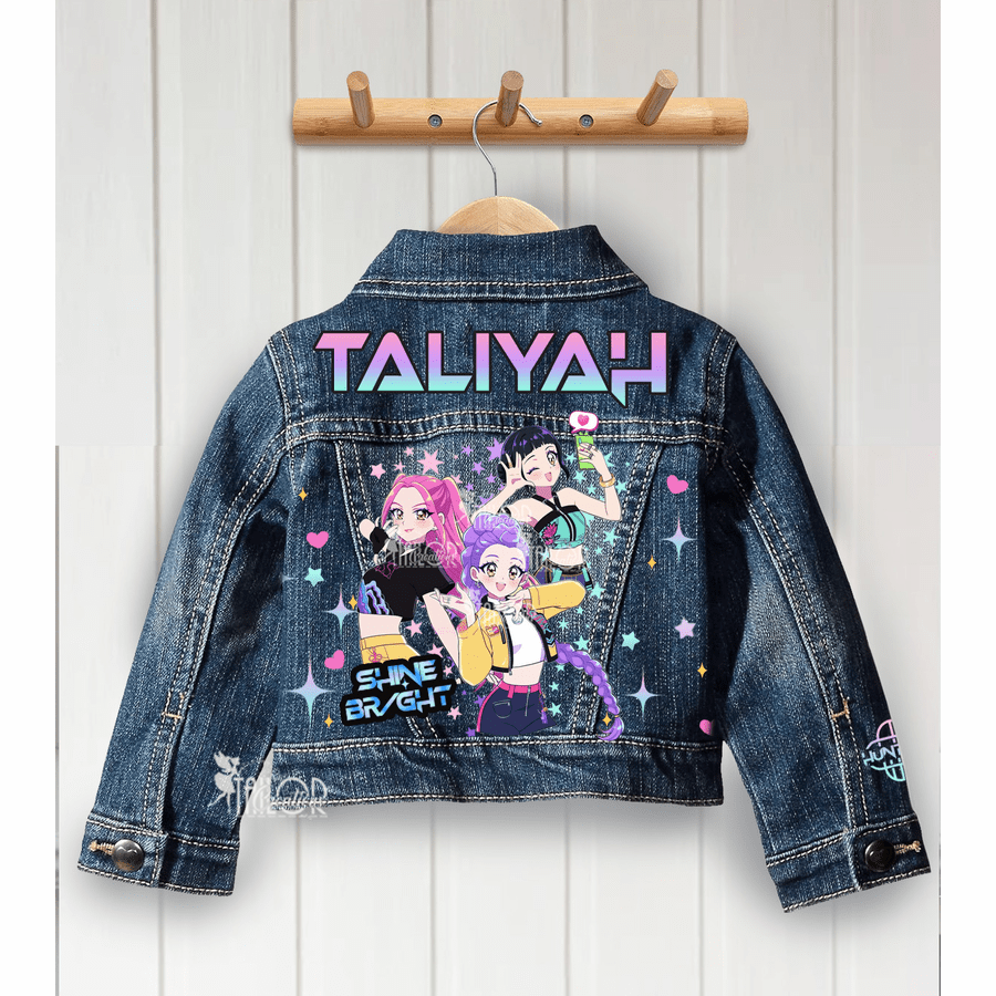 K Pop Demon Hunters Denim Jacket - Huntrix K Pop Demon Hunters Fan Gift