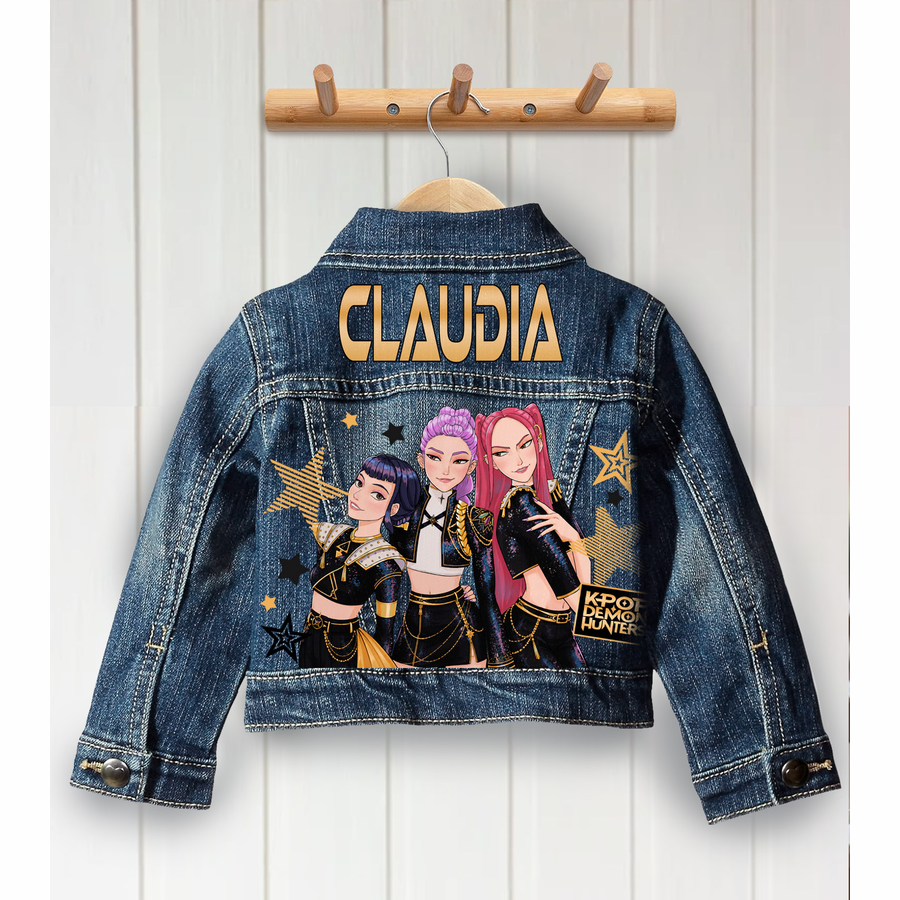K Pop Golden Demon Hunters Denim Jacket - Huntrix K Pop Demon Hunters Fan Gift
