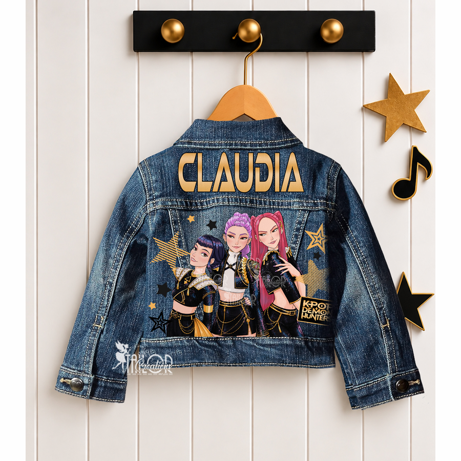 K Pop Golden Demon Hunters Denim Jacket - Huntrix K Pop Demon Hunters Fan Gift
