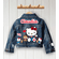 Cute Kawaii Hello Kitty Custom Jean Jacket Denim Outfit for Girls
