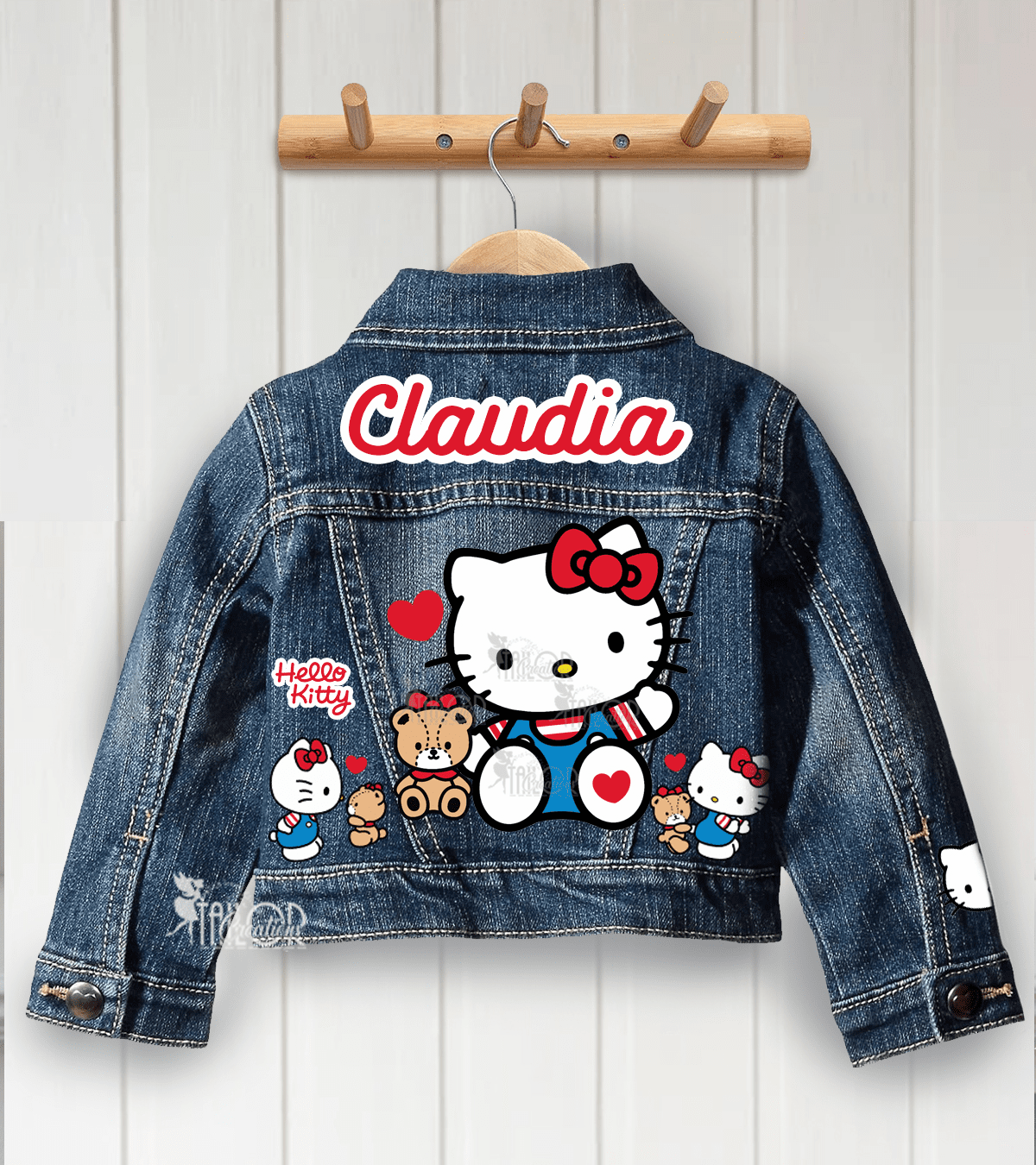 Cute Kawaii Hello Kitty Custom Jean Jacket Denim Outfit for Girls
