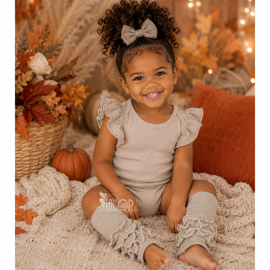 Khaki Ruffle Leg Warmers for Baby and Toddler Kids - Boutique Leg Warmers for Kids