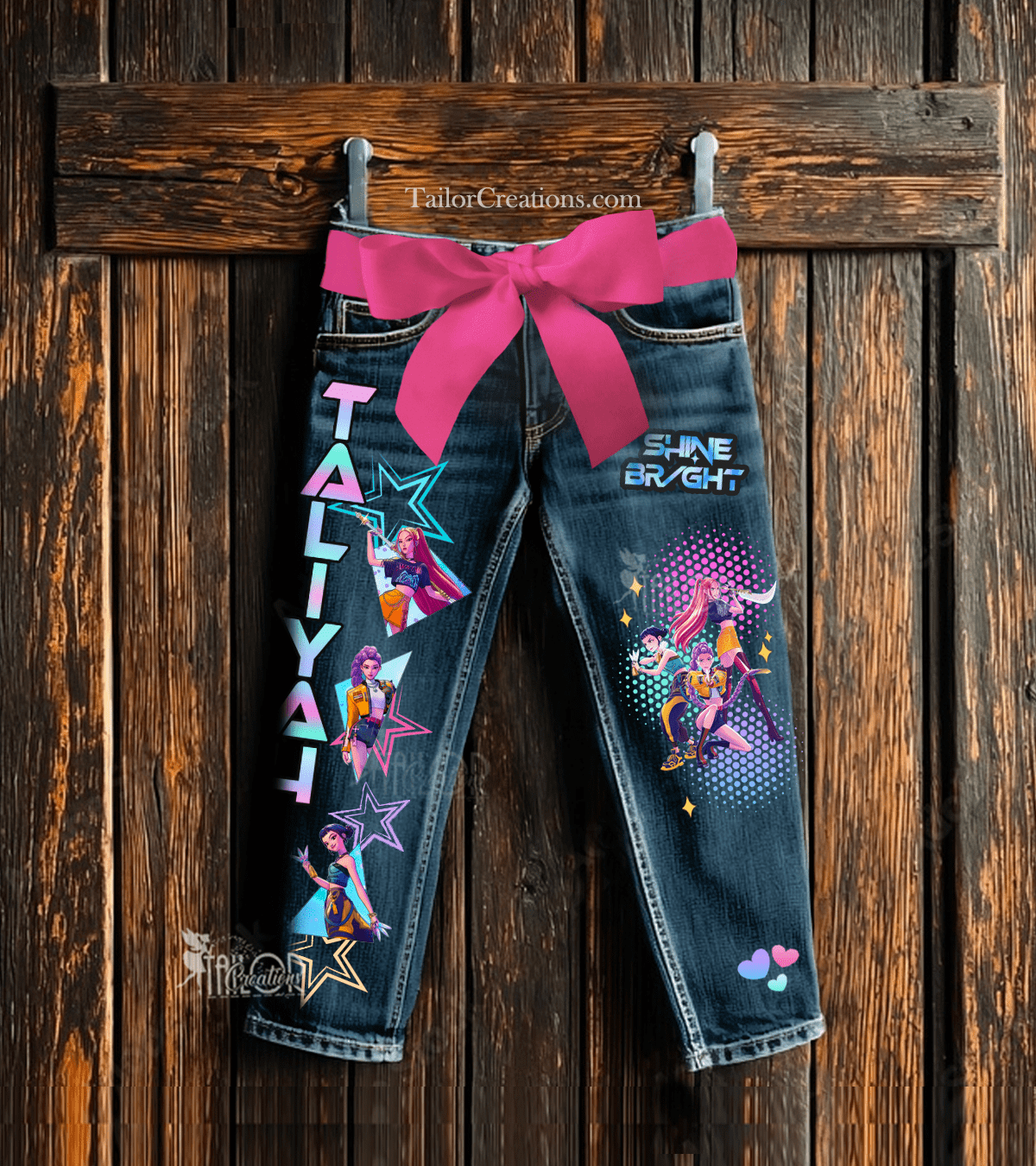 Kpop Demon Hunters Custom Denim Jeans - Huntrix K-pop Demon Hunters Fan Merch Gift