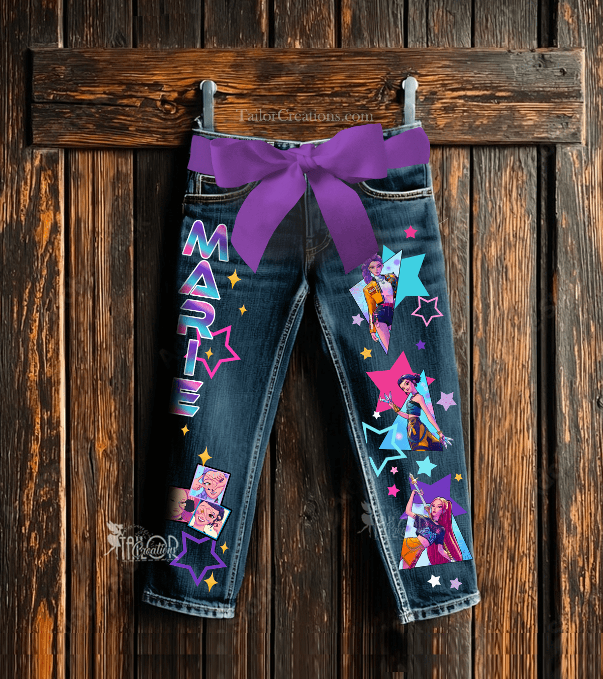 Kpop Demon Hunters Custom Denim Pants Jeans - Huntrix K-pop Demon Hunters Birthday Party Ideas