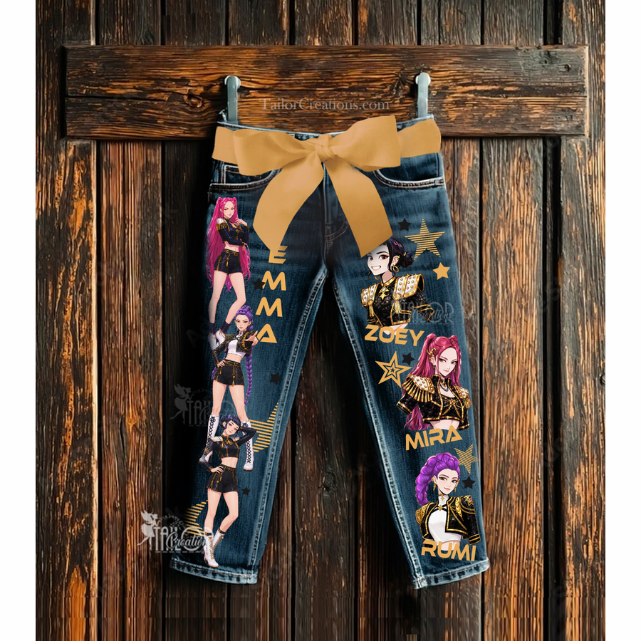Kpop Golden Demon Hunters Custom Denim Pants Jeans - Hendrix K-pop Demon Hunters Birthday Party Ideas