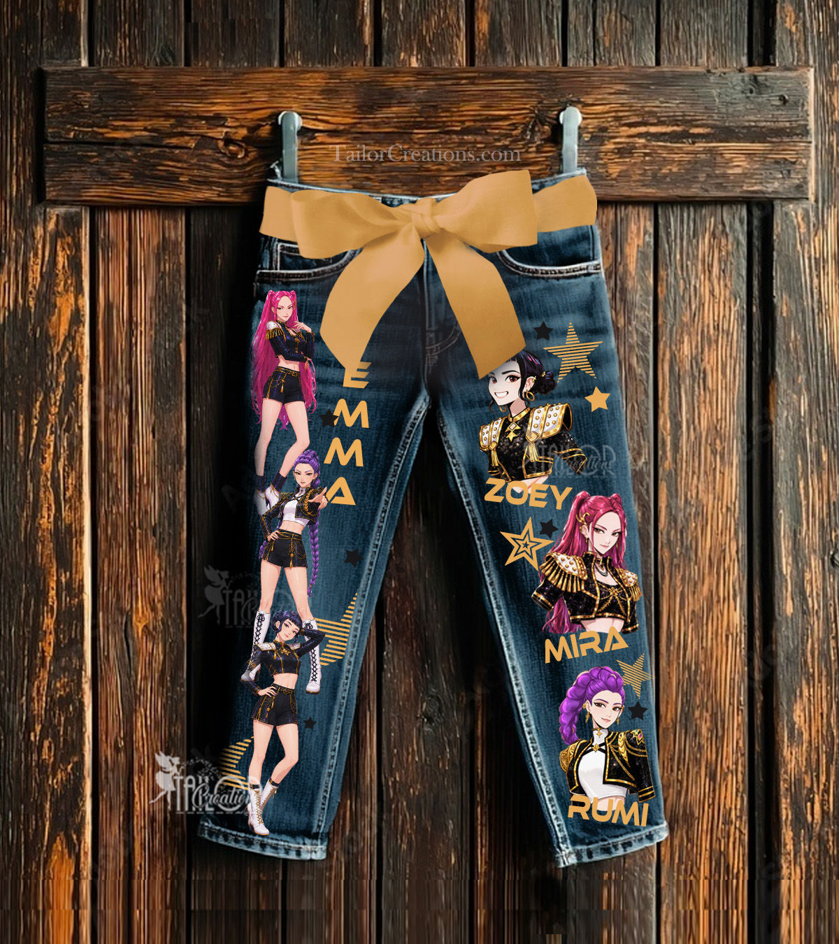 Kpop Golden Demon Hunters Custom Denim Pants Jeans - Hendrix K-pop Demon Hunters Birthday Party Ideas