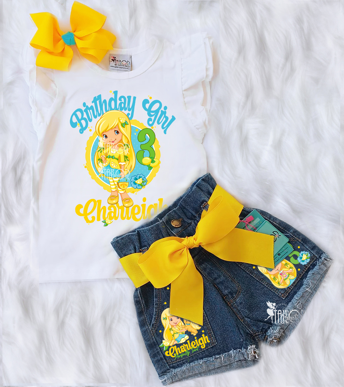 Lemon Meringue Birthday Outfit for Girls - Lemon Theme Birthday Outfit, Fruit Outfit