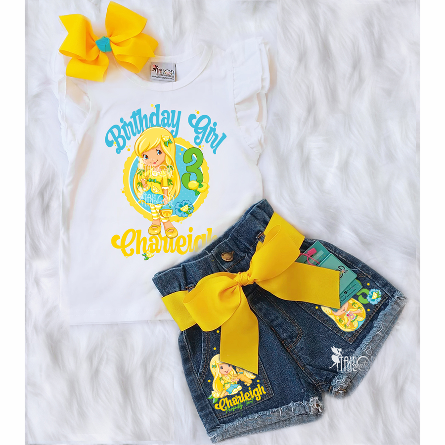 Lemon Meringue Birthday Outfit for Girls - Lemon Theme Birthday Outfit, Fruit Outfit