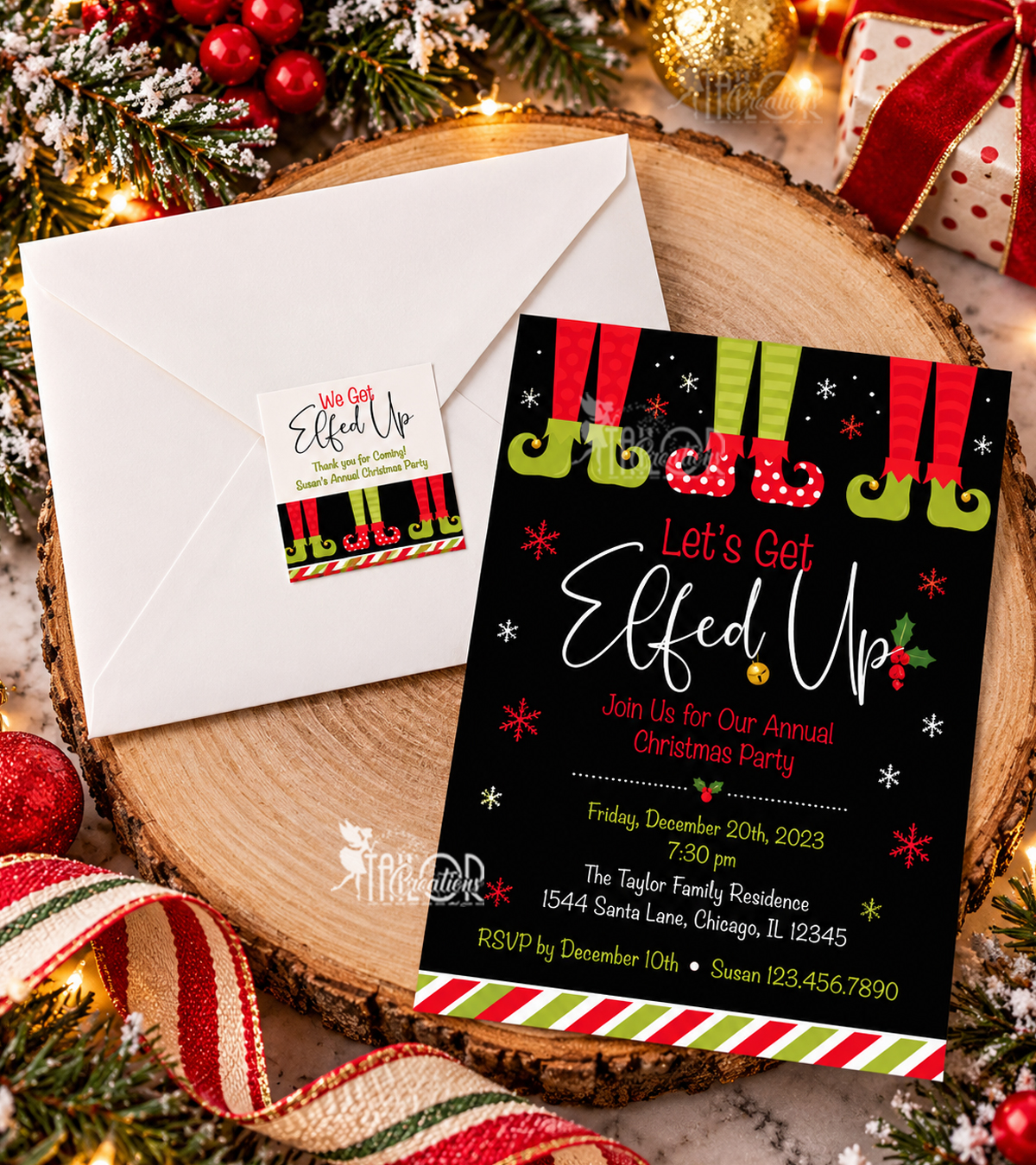 Let�s Get Elfed Up Christmas Invitations - Funny Holiday Party Invite Printable Download