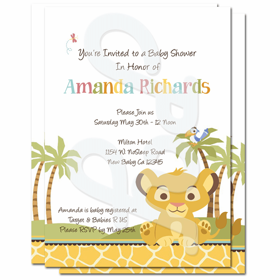 Lion King Baby Shower Personalized Invitations