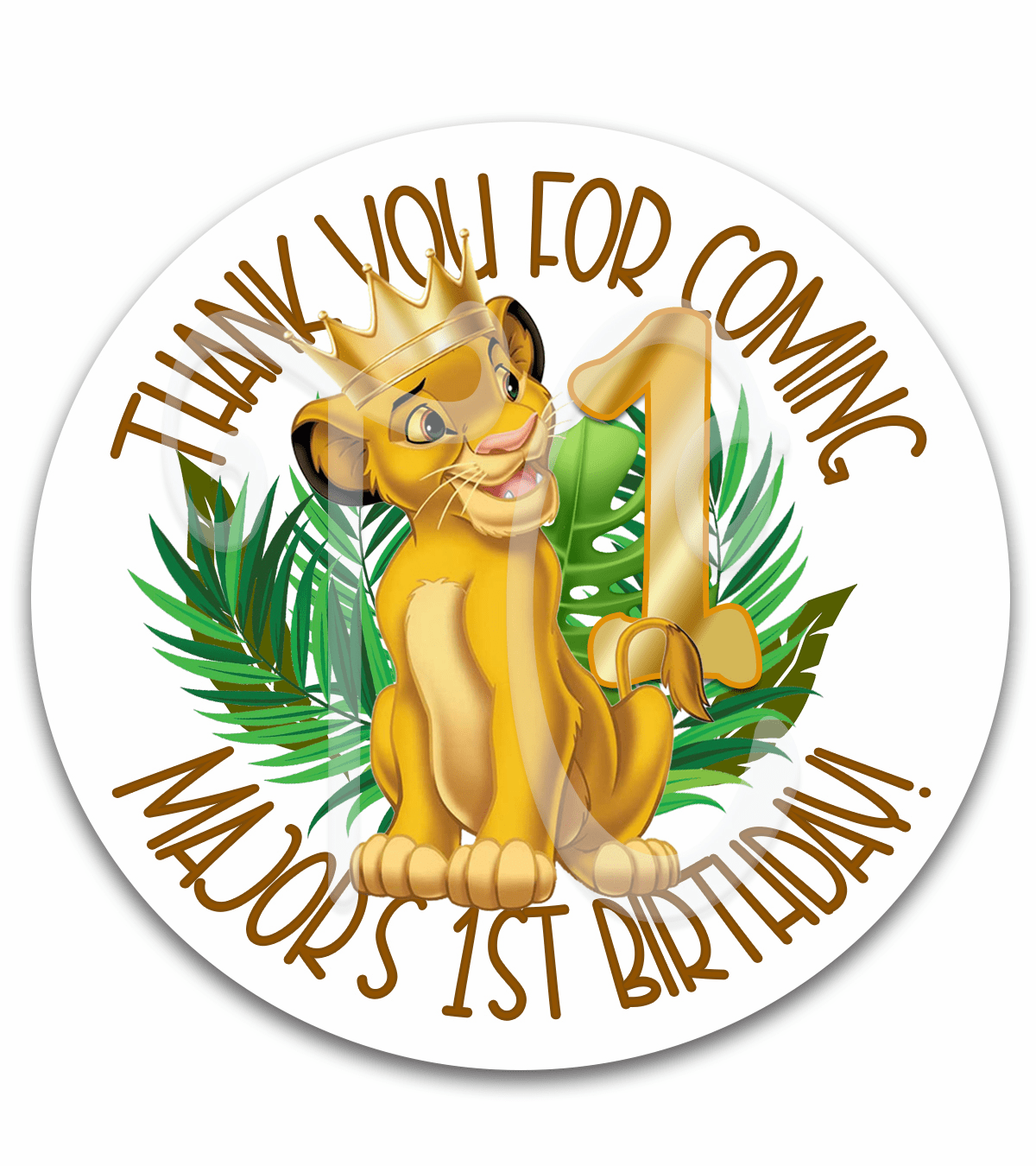 Lion King Simba First Birthday Favor Stickers - King of the Jungle First Birthday Labels