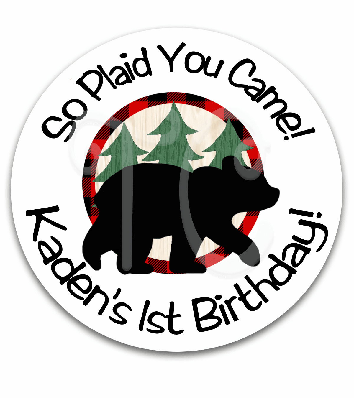 Little Lumberjack Birthday Party Favor Stickers - Rustic Birthday Party Label Stickers