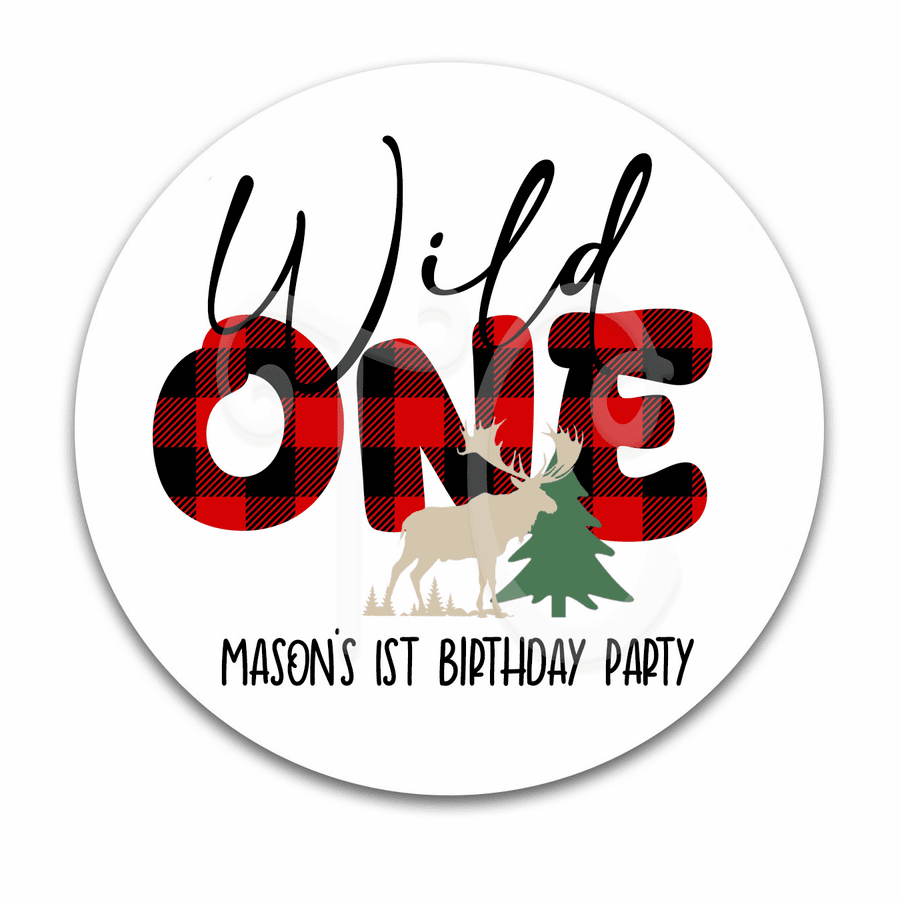 Little Lumberjack Birthday Party Favor Stickers - Rustic Lumberjack Birthday Party Ideas