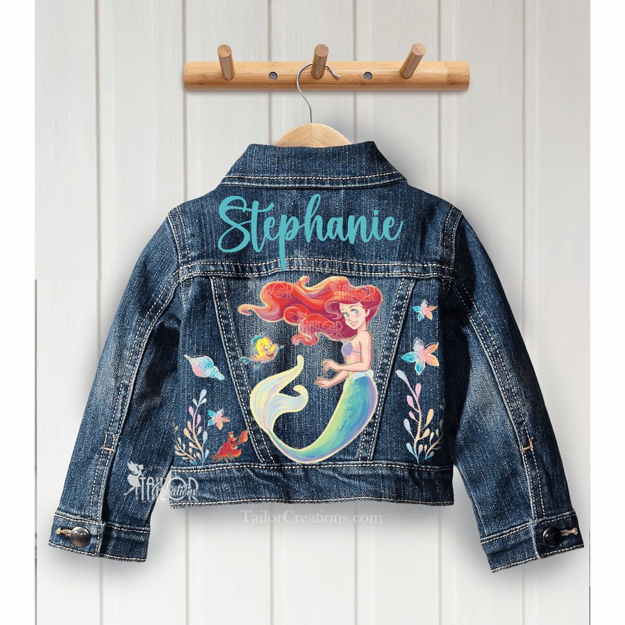 Little Mermaid Ariel Denim Jacket - Disney Princess Custom Denim Jacket Gift