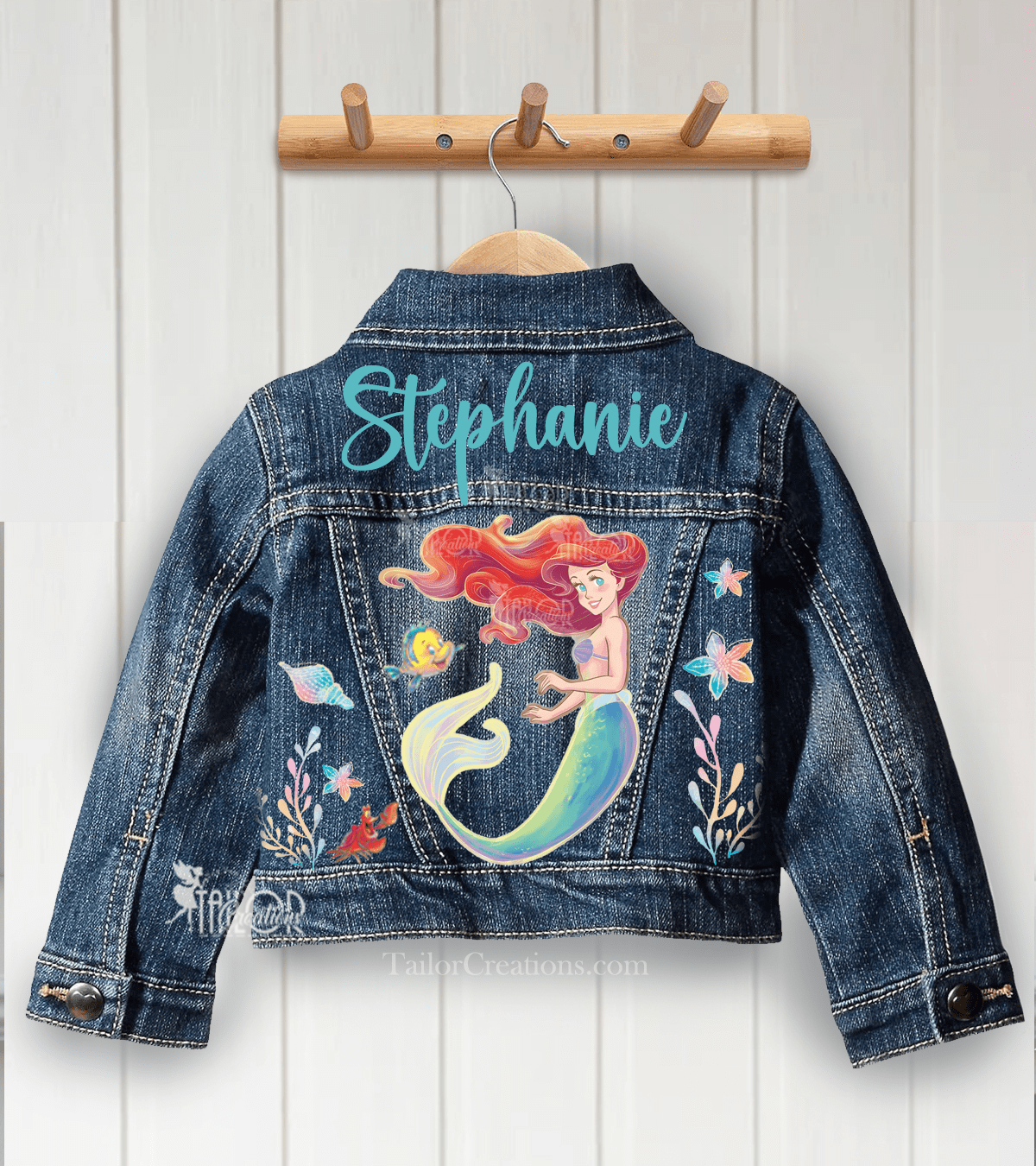 Little Mermaid Ariel Denim Jacket - Disney Princess Custom Denim Jacket Gift