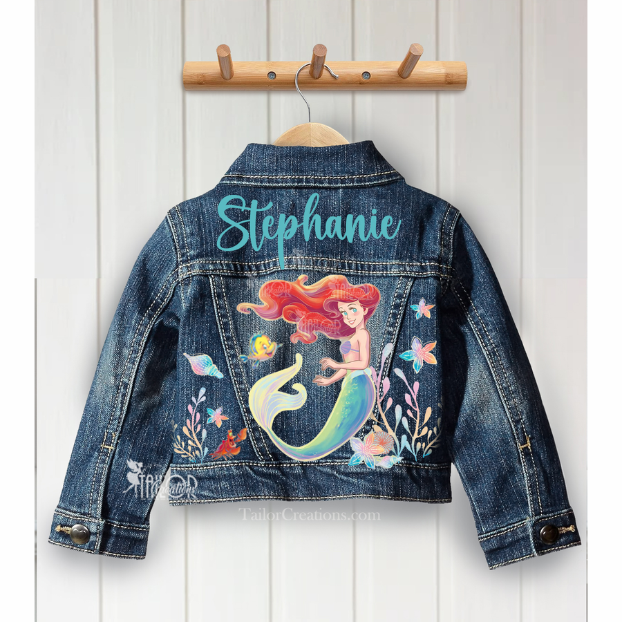 Little Mermaid Ariel Denim Jacket - Disney Princess Custom Denim Jacket Gift
