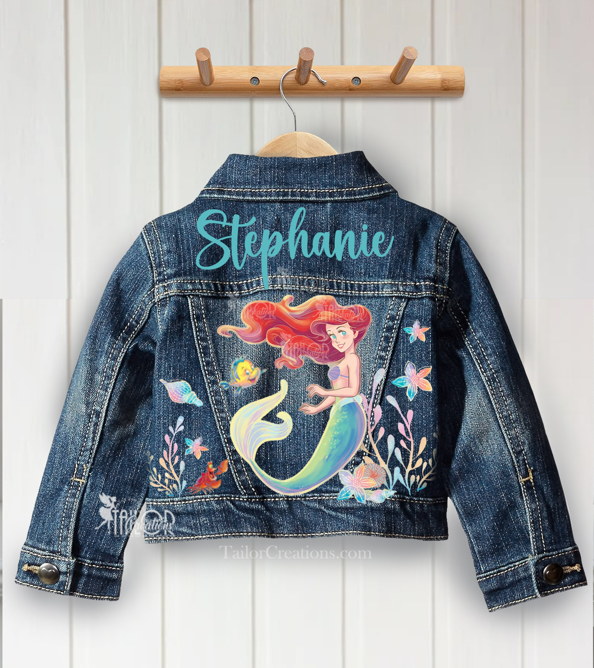 Little Mermaid Ariel Denim Jacket - Disney Princess Custom Denim Jacket Gift