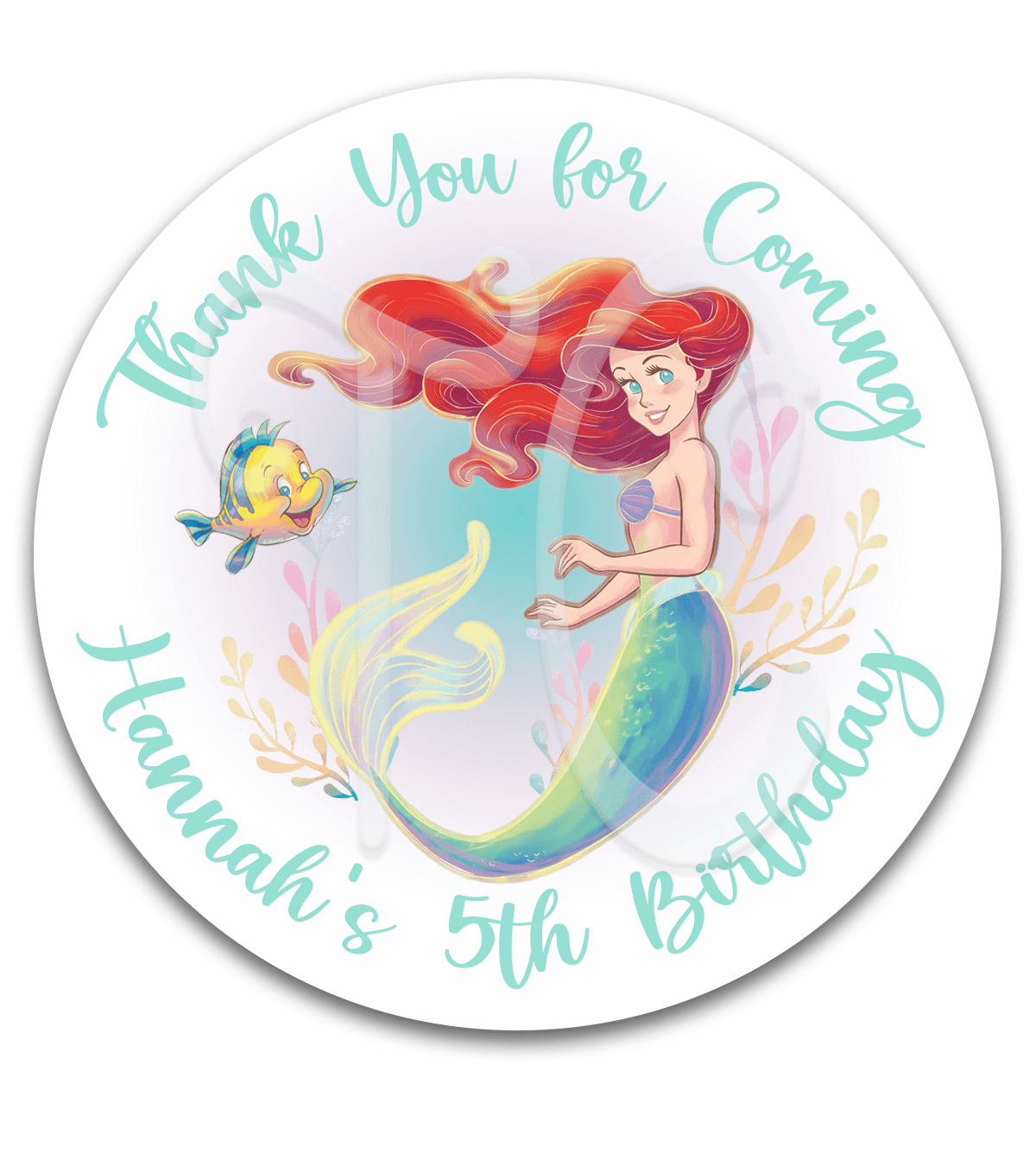 Little Mermaid Birthday Party Gift Tag Label Stickers - Disney Ariel Birthday Favors
