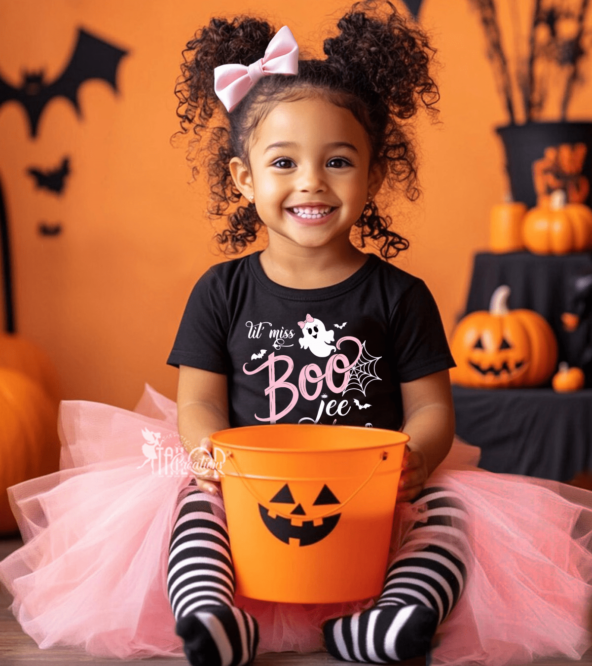 Little Miss Boo jee Ghost Pink Custom Halloween Shirt - Pink and Black Halloween Costume Girls