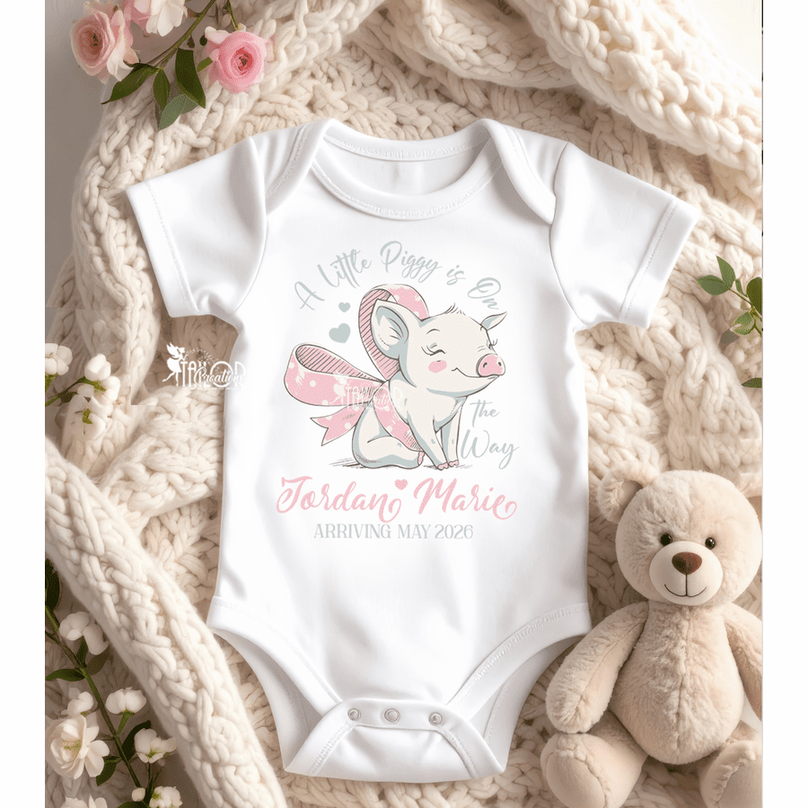 Little Piggy Baby Announcement Onesie  Farm Animal Pregnancy Reveal Outfit