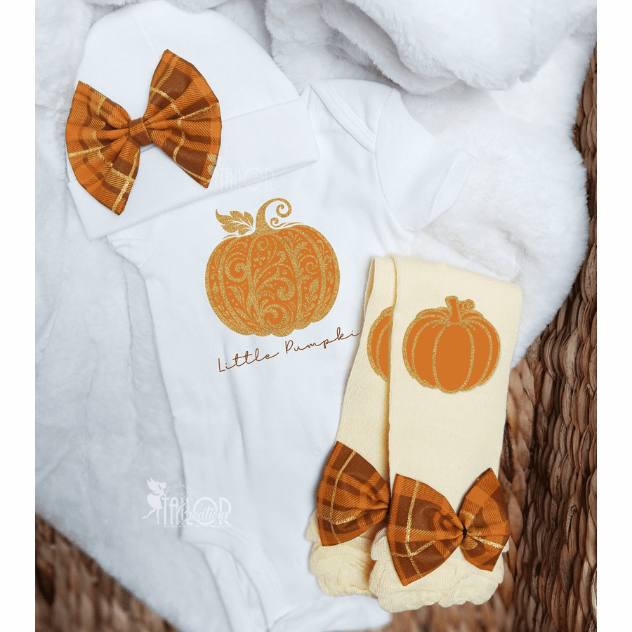 Little Pumpkin Baby Girl Outfit - Fall Coming Home Outfit - Fall Baby Shower Gift Box Set 