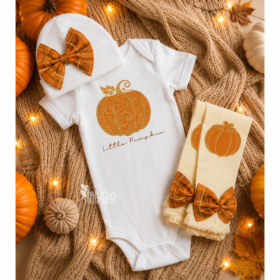 Little Pumpkin Baby Girl Outfit - Fall Coming Home Outfit - Fall Baby Shower Gift Box Set