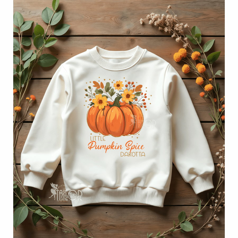 Little Pumpkin Spice Sweater Toddler Girls Outfit - Fall Pumpkin Patch Outfit with Leggings for Kids