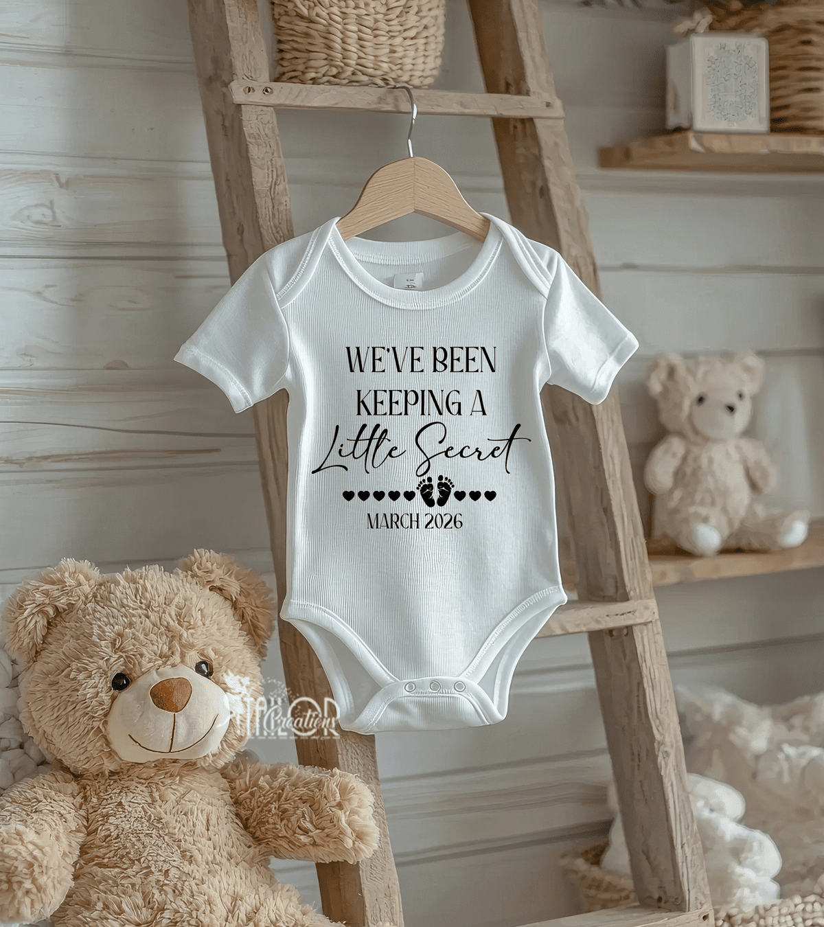 Little Secret Gift Box Miracle Baby Announcement Bodysuit - Personalize Baby Announcement Bodysuit