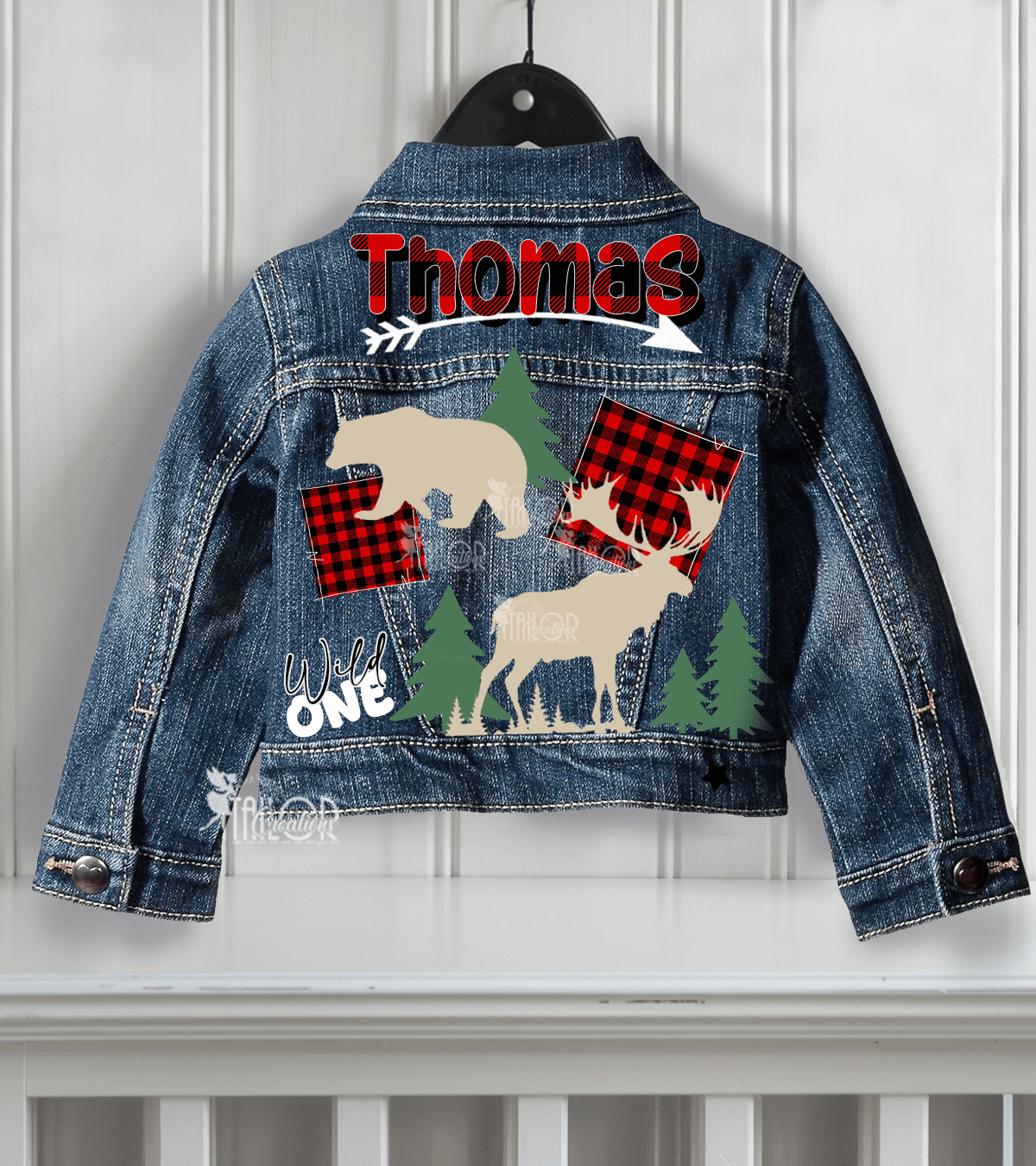 Lumberjack Denim Jacket - Lumberjack Rustic Theme Toddler Custom Jacket Kids