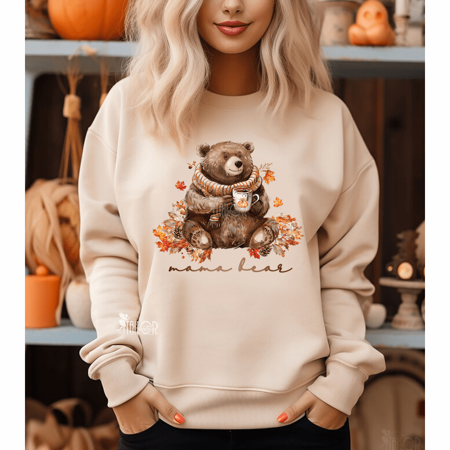 Mama Mini Me Fall Pumpkin Spice Bear Matching Sweatshirts - Fall Matching Sweater