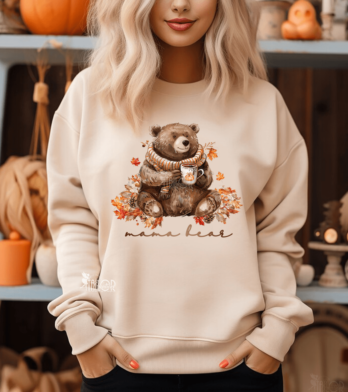 Mama Mini Me Fall Pumpkin Spice Bear Matching Sweatshirts - Fall Matching Sweater