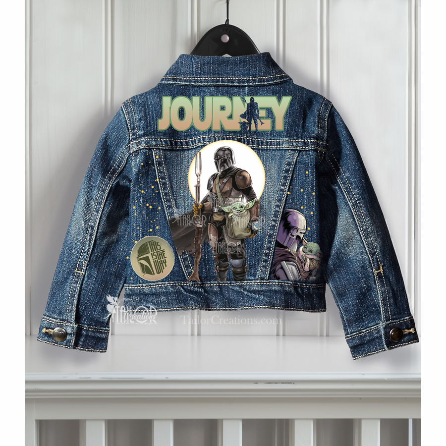 Mandalorian Grogu Denim Jacket - Disney Star Wars Custom Denim Jacket