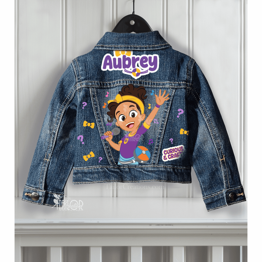 Meekah Custom Denim Jacket for Todder Girls - Cute Personalized Name Jacket for Kids