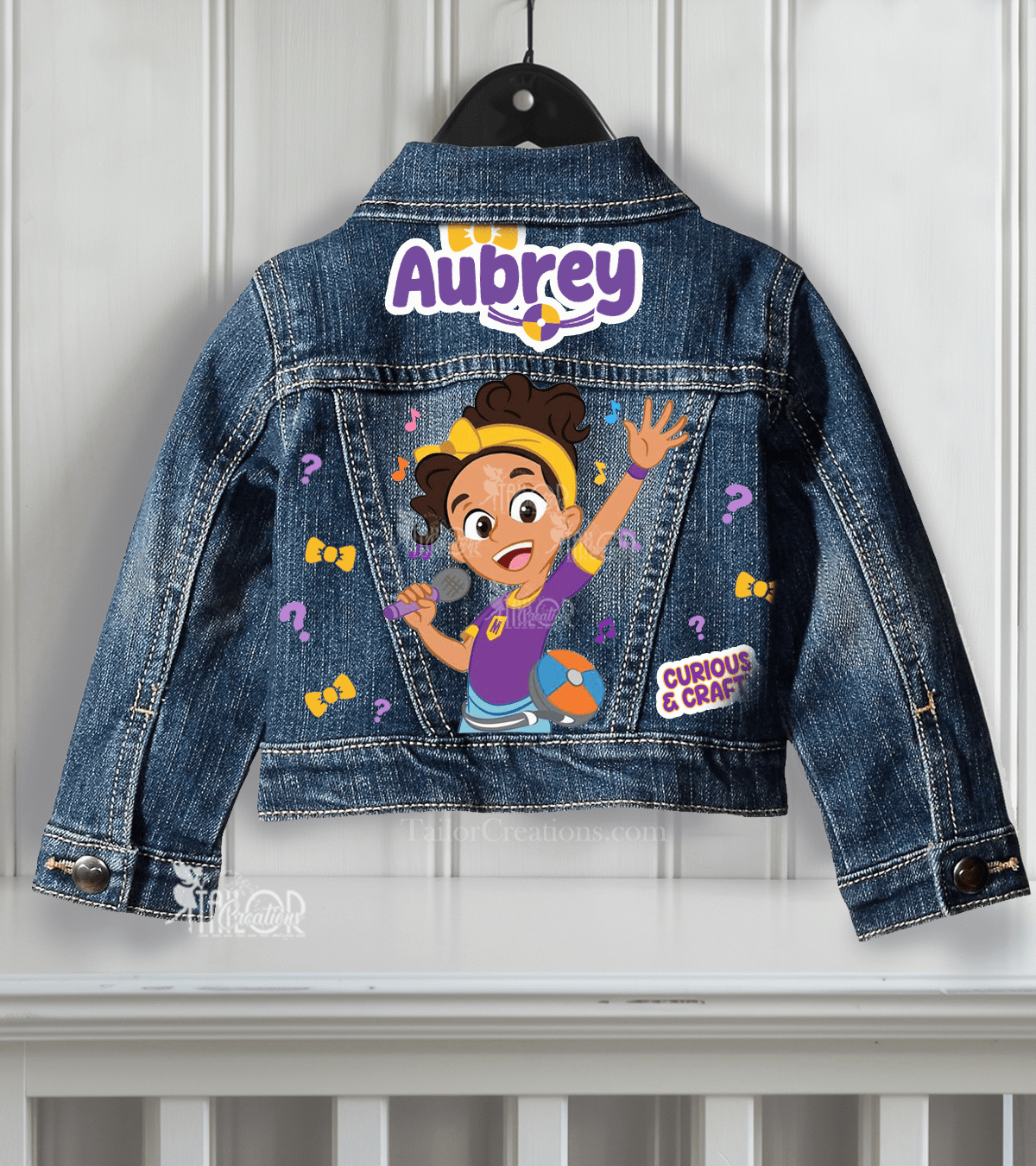Meekah Custom Denim Jacket for Todder Girls - Cute Personalized Name Jacket for Kids